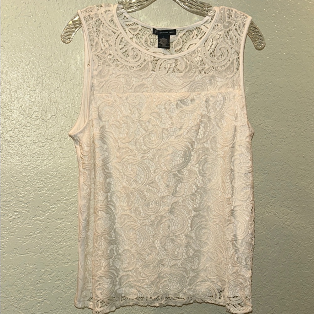 Adrianna Papell Cream Lace Tank Top